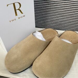 The Row Tan Suede Slippers